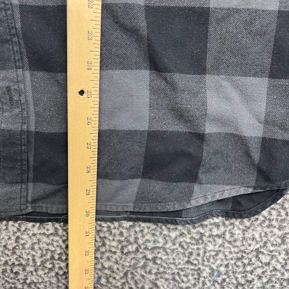 Vans Button Up Shirt Men XL Slim Fit Buffalo Plaid Flannel Gray Black Cotton - Picture 5 of 7
